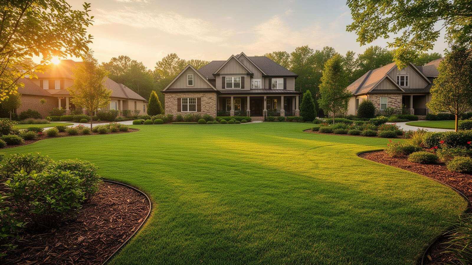 Beautifully manicured suburban lawn
